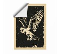 Descending Barn Owl Vintage Unframed Wall Art Print A4 (29.7×21cm), Wall Decor for Living Room, Bedroom, Office & Home, Art Gift