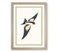 Descending Bird Vintage Framed Wall Art Print A1 (84.1×59.4cm) Oak, Wall Decor for Living Room, Bedroom, Office & Home, Ready to Hang, Art Gift