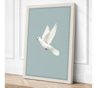 Descending Dove Minimalist Canvas Wall Art Print 24x16 Inch