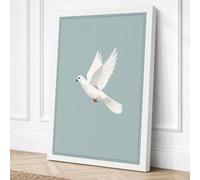 Descending Dove Minimalist Canvas Wall Art Print 24x16 Inch
