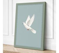 Descending Dove Minimalist Canvas Wall Art Print 36x24 Inch
