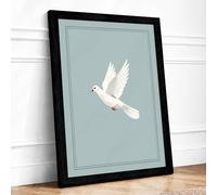Descending Dove Minimalist Framed Wall Art Print A2 (59.4×42cm) Black, Wall Decor for Living Room, Bedroom, Office & Home, Ready to Hang, Art Gift