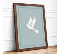 Descending Dove Minimalist Framed Wall Art Print A2 (59.4×42cm) Walnut, Wall Decor for Living Room, Bedroom, Office & Home, Ready to Hang, Art Gift