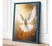 Descending Dove Spiritual Canvas Wall Art Print 24x16 Inch