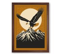 Descending Eagle Geometric Framed Wall Art Print A2 (59.4×42cm) Walnut, Wall Decor for Living Room, Bedroom, Office & Home, Ready to Hang, Art Gift