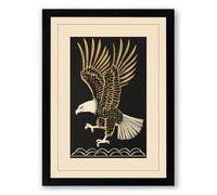 Descending Eagle Graphic Art Framed Wall Art Print A3 (42×29.7cm) Black, Wall Decor for Living Room, Bedroom, Office & Home, Ready to Hang, Art Gift