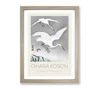 Descending Egrets By Ohara Koson Exhibition Museum Asian Japanese Framed Wall Art Print, Ready to Hang Picture for Living Room Bedroom Home Office Décor, Oak A3 (34 x 46 cm)