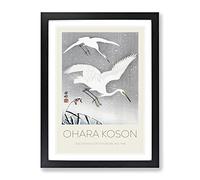 Descending Egrets By Ohara Koson Exhibition Museum Asian Japanese Framed Wall Art Print, Ready to Hang Picture for Living Room Bedroom Home Office Décor, Black A3 (34 x 46 cm)