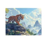 Descending The Mountain Tiger Wooden Puzzle 500 Piece Jigsaw Puzzle for Adults Challenging Puzzle for Game Size 15"x20.4"