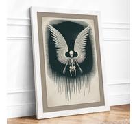 Descent Angel Religious Framed Wall Art Print A4 (29.7×21cm) White, Wall Decor for Living Room, Bedroom, Office & Home, Ready to Hang, Art Gift