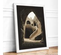 Descent Through Skull Gothic Framed Wall Art Print A4 (29.7×21cm) White, Wall Decor for Living Room, Bedroom, Office & Home, Ready to Hang, Art Gift