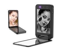 DESCHEN 2500mAh Rechargeable UV Camera UV Mirror for Sunscreen Test, 4 Inch Portable Double-Sided Travel Smart UV Lens Compact Detection Makeup Sunscreen Testing Camera Mirror, Skin Sun Protection