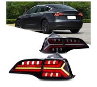 DESDEAQQSQ For Tesla For Model 3 For Model Y 2017-2022 Sequential Yellow Turn Signal Dynamic Animation Black Rear Lamps Assembly LED Tail Lights Passenger Left Side Tail Light Rear Lamp