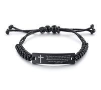 desdemona Christian Bible Verse John 3:16 inspirational Encouragement Gifts Faith Bracelet, Engraved Stainless Steel Adjustable Wristband Jewelry Cross Bracelet ,Rope ID Bracelet Wristband For Men and