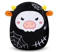 Desdfcer Halloween Plush, 8inch Cow Plush Halloween Stuffed Toy for Kids, Cute Plushies with Spider Web Soft Plushie for Kids Boys Girls Adults