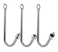 Desdon 3 Styles Small Size BDSM Anal Hook Anal Hook, Stainless Steel Anal Plug Butt Plug Removable Anal Beads Anus Hook Anal Dildo Dilator SM Sex Toys for Women Men(Size:A)