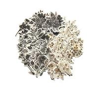 DESEACO Vintage Zen Botany Flower Washi Sticker Pack | Artsy Natural Black and White Plants with Golden Sketching Decals Collection (Vintage Wild Plants Gray/Golden 120 Pcs)