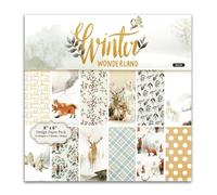 DESEACO Winter Woodland Scrapbook Paper Pad 6x6 Inch - 24 Sheets (12 Double-Sided Designs) | Deer, Fox, Polar Bear, Plaid & Holiday Pattern Cardstock for Card Making, Scrapbooking & Junk Journals