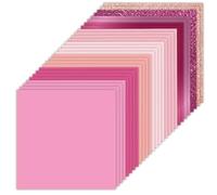 Desecraft 36 Sheets 12x12 Cardstock Scrapbook Decorative Paper - 220gsm Pink Solid Glitter Shimmer - for Card Making Journaling Origami Scrapbook Paper Scrapbooking Supplies Spring