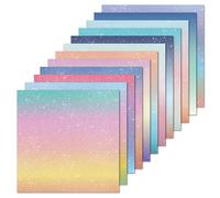 Desecraft 36 Sheets 12x12 Glitter Shining Pastel Ombre Cardstock Scrapbook Decorative Paper for Card Making Journaling Origami Scrapbook Paper Scrapbooking Supplies Spring