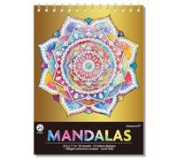 DESECRAFT Spiral Mandala Coloring Book for Adults - Gold Foil Designs, 25 Single-Sided Tear Out Pages, 8.5x11 Premium Paper | Stress Relief & Anxiety Relief Gifts for Women