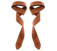 Deselen Leather Weightlifting Straps with Thick Soft Sponge Lining Wrist Loop, Gym Workout Excellent Gripping Deadlift Straps, Great for Bodybuilding