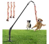 DESELL Tether Tug Outdoor Dog Rope Toy, Adjustment Height Upgraded Spring Pole, Includes 3 Chew Ropes, Interactive Tug of War Toy for Large Medium Small Dogs, Exercise Game in Yard, Lawn, Park