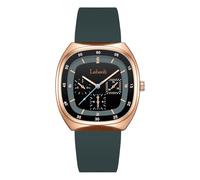 deselon Square Watches for Young Women Sports Silicone Band Waterproof Fashion Casual Simple Quartz Analog Big Face Teen Girls Gift Black Wrist Watch, LA419green, LA419