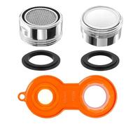 Desenda 2 PCS Brass Tap Spout Aerators with Washers, No Leak 24MM Male Thread Replacement Filter Faucet Aerator Insert with Spanner for Kitchen Bathroom Sink, Polished Chrome