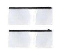Desenda 2 PCS Large Clear Pencil Cases Fit Standard 30 cm Ruler, Sturdy See Through Pencil Pouch Slim Storage Long Case Versatile Zipper Bags for GCSE Exam Stationery (Black)