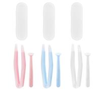 Desenda 3 PCS Contact Lens Applicator Kit, Portable Contact Lens Remover and Inserter Tool with Tweezers Suction Stick Storage Case (Pink, White, Blue)