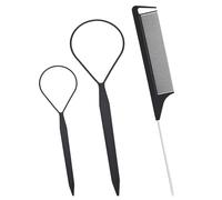 Desenda 3 PCS Hair Styling Tool Set Topsy Tail Hair Tools with 2 PCS Hair Braid Tools and 1 PCS Tail Comb (Black)