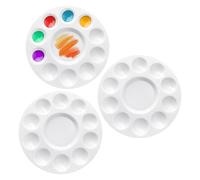 Desenda 3 PCS Round Paint Palette, Plastic Palette Paint Tray Paint Tray Palette 6.2 inch with 10 Wells 1 Central Reservoir for Students, Professional Painters, DIY Art Painting
