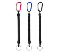 Desenda 3PCS Stretchy Spiral Keyring, Bungee Keychain with Carabiner Clips