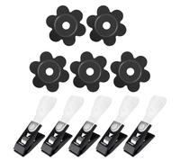 Desenda 5 PCS Set Garden Flag Rubber Stoppers and Windproof Clips, Outdoor Garden Flag Accessories for Small Poles Stands (Black)