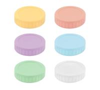 Desenda 6 PCS Colored Plastic Mason Jar Lids with Gaskets 70mm Regular Mouth Food Storage Caps Reusable Jar Lids for Mason Canning