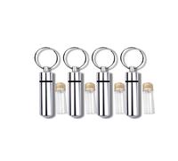 Deseret Deals LDS Oil Vial Keychain with Inner Vial - Leak-Proof Anointing Oil Container for Elders & Missionaries - Compact & Durable Aluminum Holder with Rubber Seal - Silver (4 Pack)