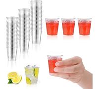 Deseret Glass Plastic Mini Shot Glasses (Pack of 50) - Disposable, Reusable & Durable, Crystal Clear, Multi Use, Small Party Cup Set