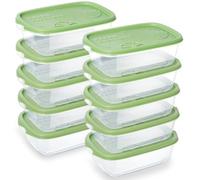 DESERO 10PCS Rectangle Plastic Meal Containers Sets with Lids, Storage Box,Container Sets, Food Storage, Food Containers, Plastic Container, use for School, Work and Travel, Green -1000ML Per Box