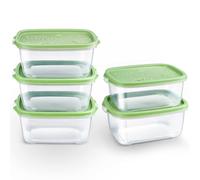 DESERO 5PCS Rectangle Plastic Meal Containers Sets with Lids. Food Storage Box,Container Sets, Food Storage, Meal Containers, Plastic Container, use for School, Work and Travel, Green - 1000ML Per Box