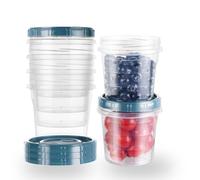 DESERO 5PCS Round Plastic Food Containers with Lids, Food Portion Box Meal Prep Food Storage Container Lunch Box Set Snack Pots for Microwave Freezer Dishwasher Reusable - 700ML