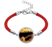 Desert Along the Way to the Silk Road Map Camel Lucky Red String Bracelet Rope Bracelet Handmade