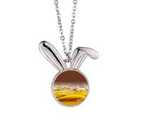 Desert Along the Way to the Silk Road Map Rabbit Necklace Pendant Bunny Animal Jewelry Gift