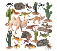Desert Animals 24 Pieces Plants Model Toys | Realistic Desert Animal Toys Miniature Landscape For Boys Girls Student Room Shelves Tabletop Pranks Props
