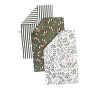 Desert Aqua || 3 Pack|| Not Your Ordinary Dish Towels || Waffle Weave Microfiber || Tea Towels || Highly Absorbent || Hanging Loop || Dish Cloths || Modern || Designer Prints (Christmas Holly)