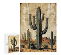 Desert Art Cactus 500 Piece Wooden Jigsaw Puzzle for Adults - Southwest Garden Theme for Relaxation, Home Decoration for Plant Lovers, Finished Size 21 x 15 Inches