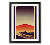 Desert Art Deco Style Framed Print | A2 Black Framed Wall Art | Ready to Hang | Art Deco Landscape Picture | Living Room Bedroom Lounge Office