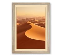 Desert at Golden Hour Minimalist Framed Wall Art Print A2 (59.4×42cm) Oak, Wall Decor for Living Room, Bedroom, Office & Home, Ready to Hang, Art Gift