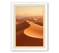 Desert at Golden Hour Minimalist Framed Wall Art Print A4 (29.7×21cm) White, Wall Decor for Living Room, Bedroom, Office & Home, Ready to Hang, Art Gift