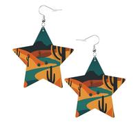 Desert At Starry Night Earrings Printed Hanging Lightweight Leather Earrings For Beach Women